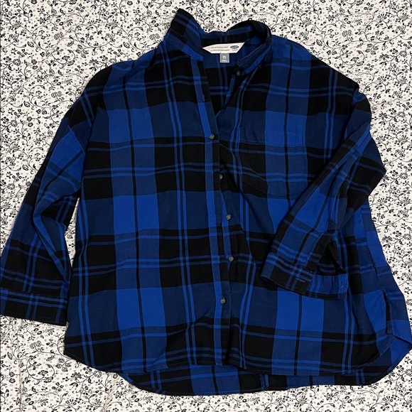 Old Navy Tops - Old Navy Blue and Black Plaid Women's Button Down Shirt